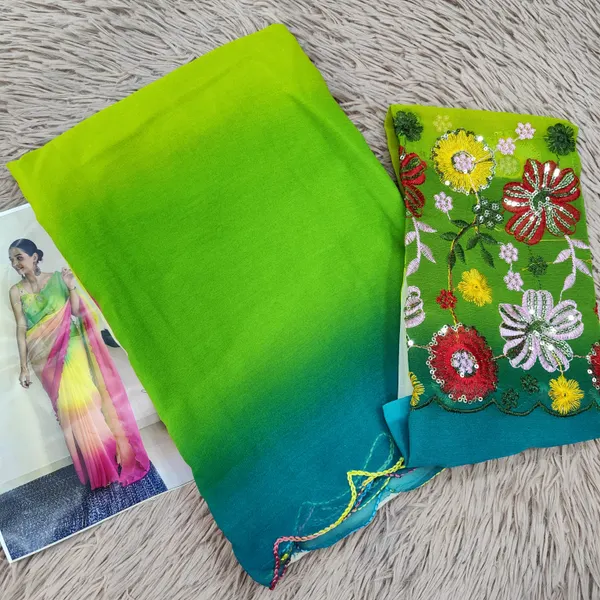 Multicolour plain Chiffon Light weight Saree |SR10